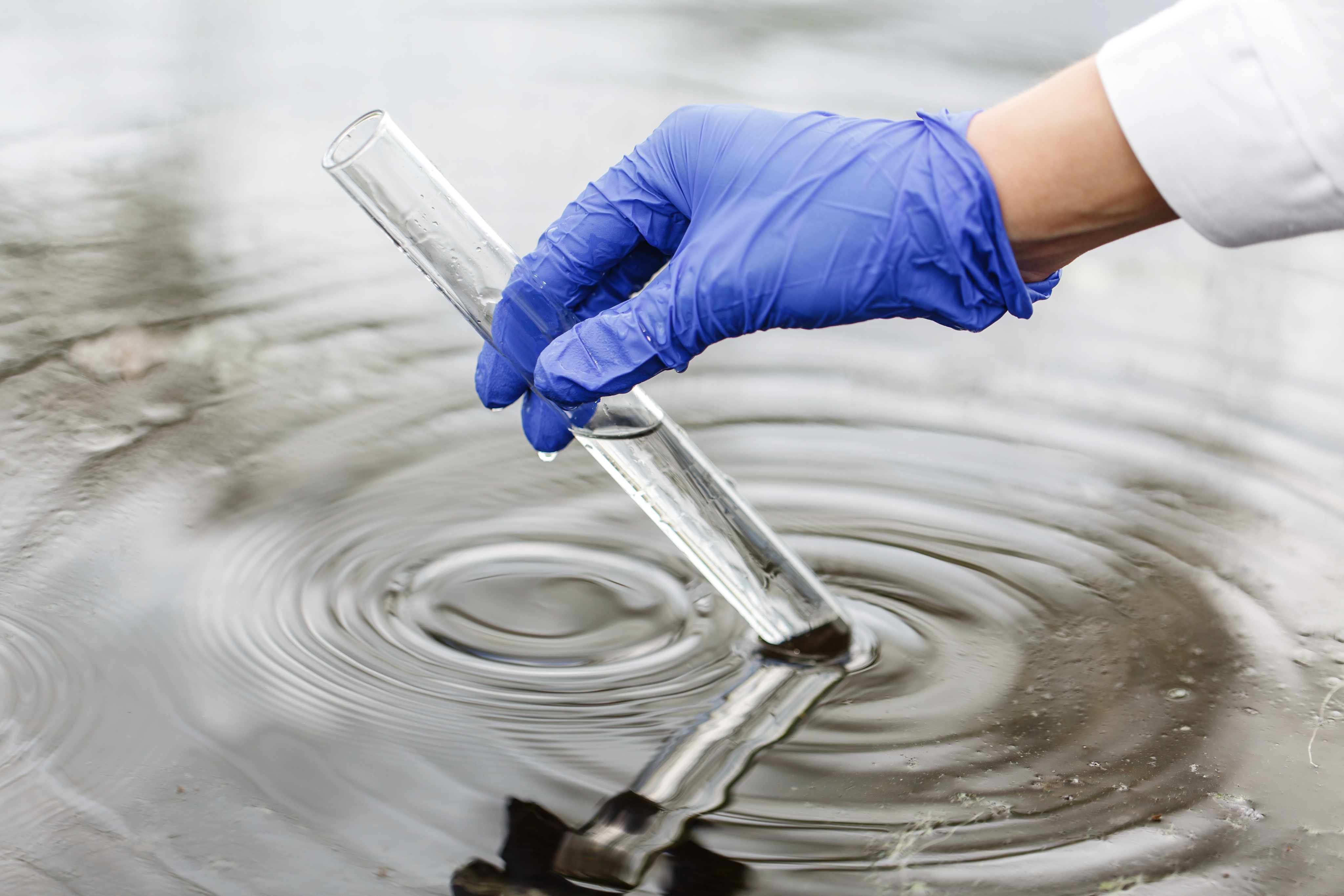 Researcher analyzing water quality